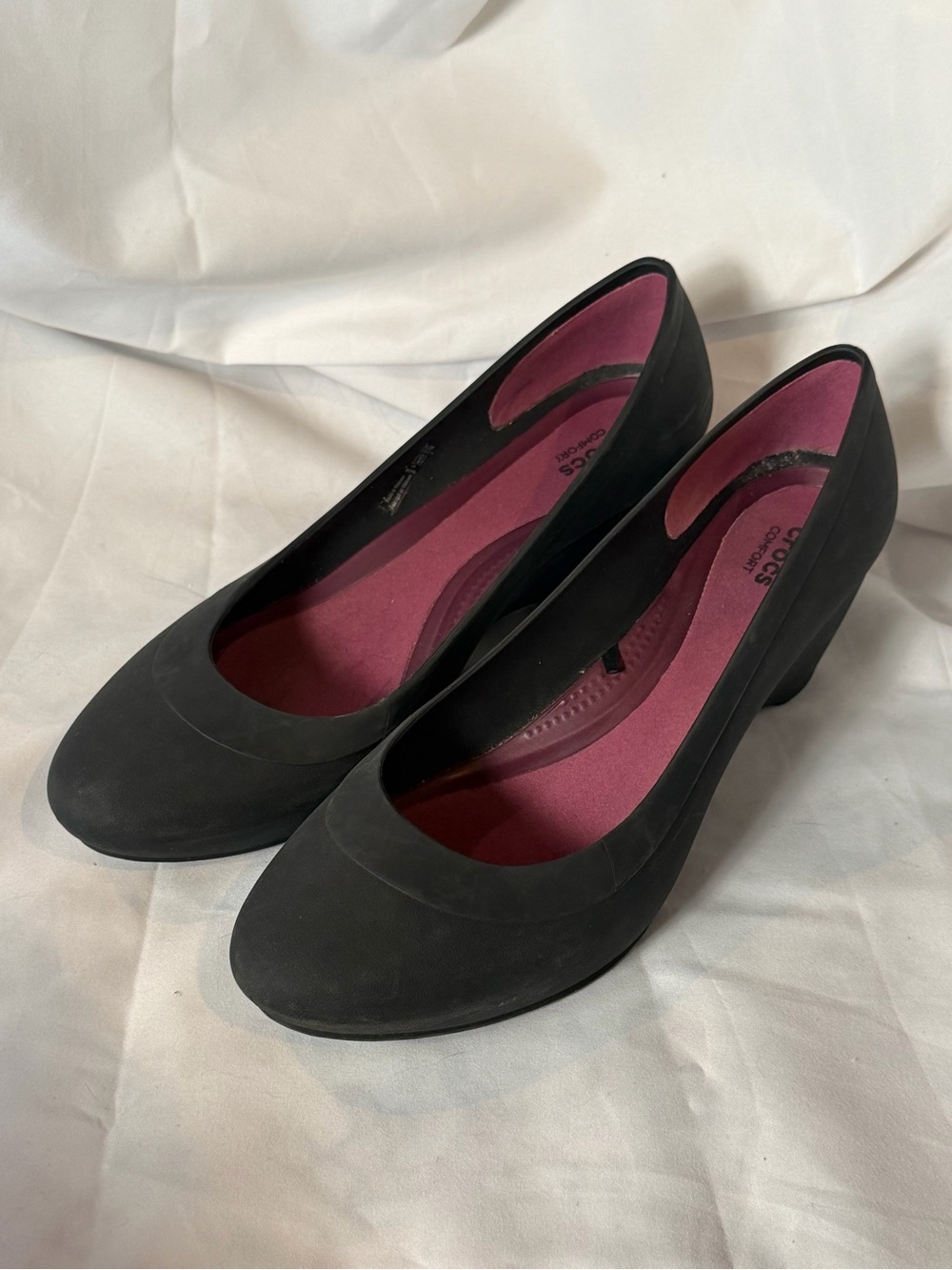 Crocs matte black Lina wedge pumps women's size 9 business casual basics - Picture 4 of 7